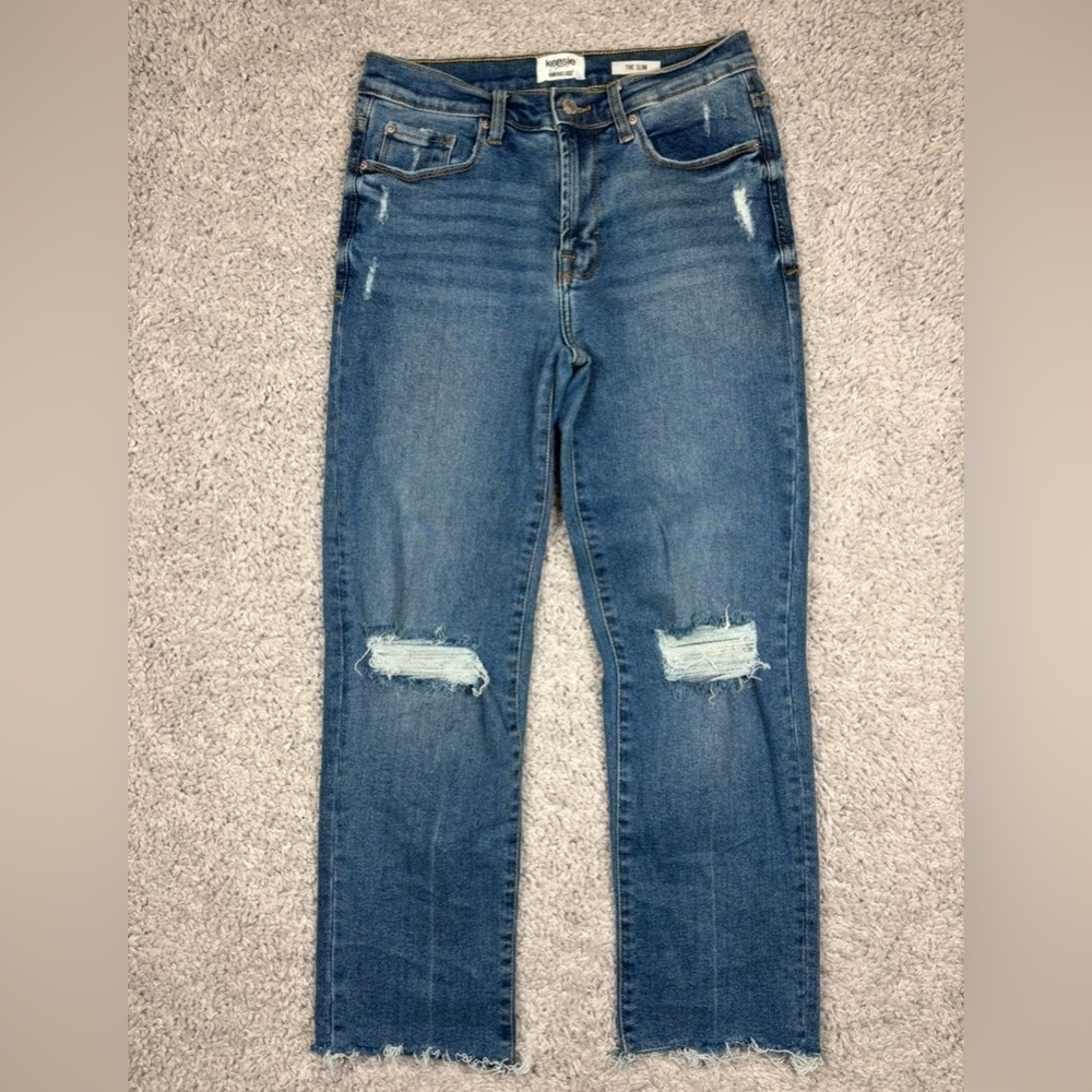 Kensie Jeans Womens 4 Vintage Luxe The Slim Regular Distressed Holes Raw Fringe